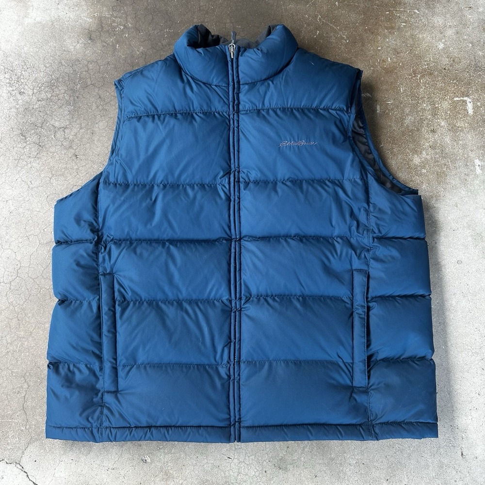 Eddie Bauer EB650 Down Puffer Vest Mens XL Blue Fullzip Outdoor Hiking